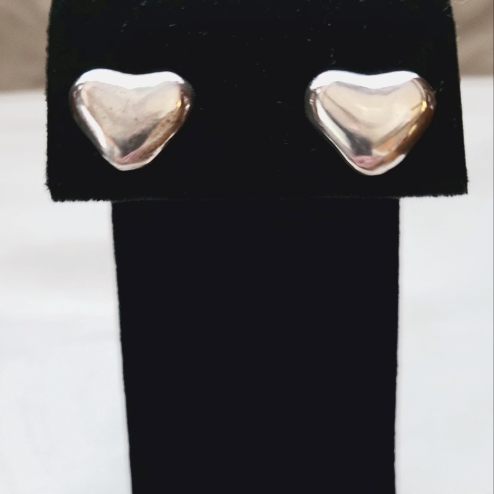 Sterling Silver Handcrafted Heart- Shaped Earrings